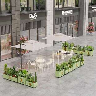 户外铁艺花箱组合花槽带滑轮可移动种植箱商业街奶茶餐厅户外花坛