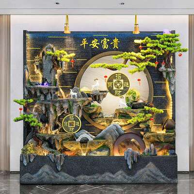 水幕墙假山流水喷泉酒店公司水景装饰别墅花园庭院摆件客厅景观