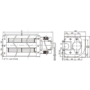 40*350贯流风机铝合金叶轮110V220V滚筒式横流贯流风扇大风量