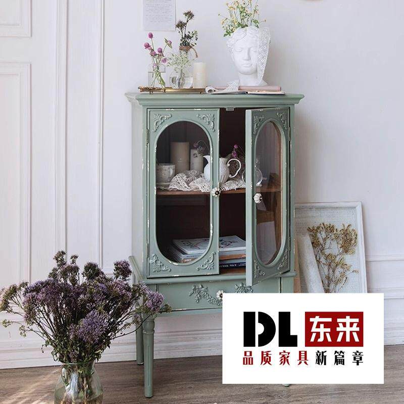 法式复古小柜子餐边柜一体靠墙家用小尺寸窄型民宿落地置物柜