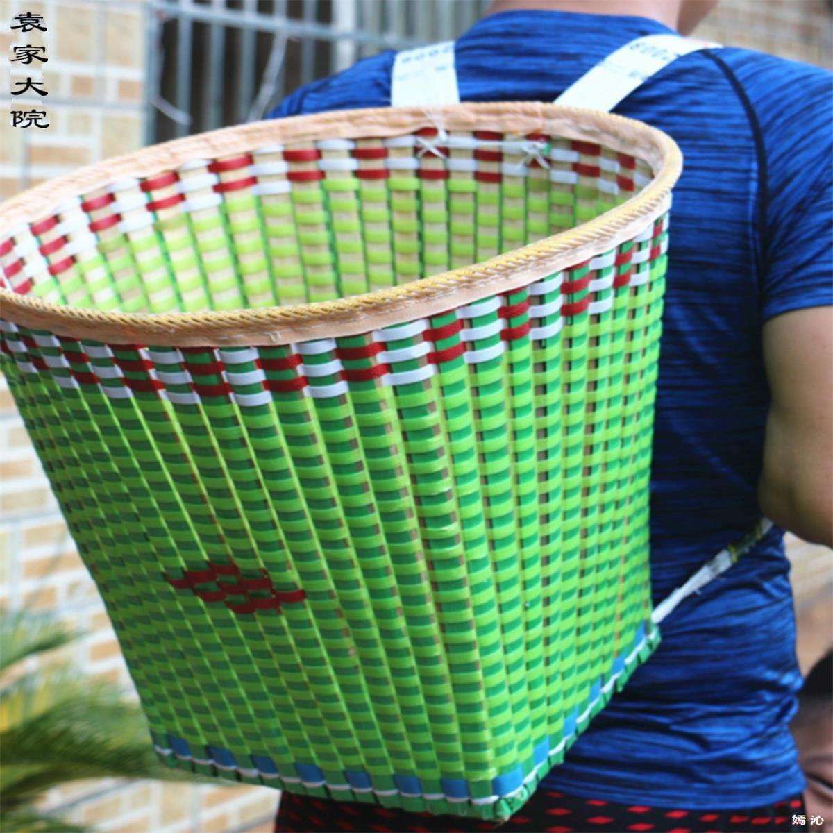 背篓竹编纯成人彩色家用大号买菜背篼四川竹篮竹篓竹筐收纳筐