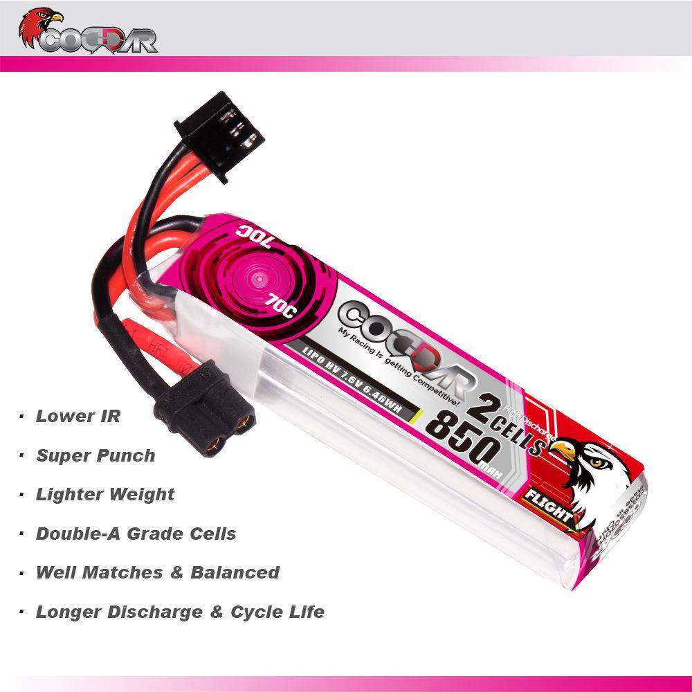鹰氪CODDAR 850MAH 2S 7.6V 70C 2寸长续航航模牙签机高压电池