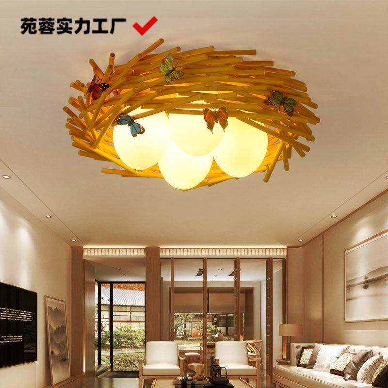 中式吸顶灯LED温馨卧室灯具田园风民宿餐厅餐馆烧烤店铺灯饰