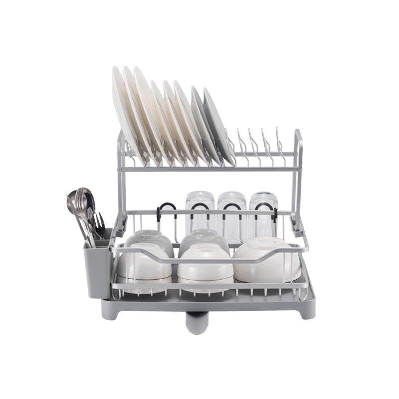 厂家直销铝制厨房碟架铝合金双层加厚拆装沥水碗碟架厨房置物架