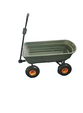 农用花园工具车 绿色载重翻斗手推车 田园工具车翻斗手拉搬运车