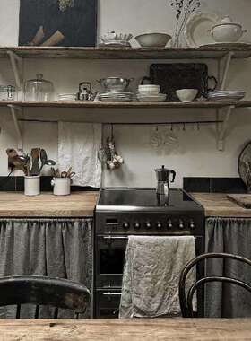 禁欲系灰色日式棉麻原木风窗帘半帘缕空复古免打孔门帘粘贴