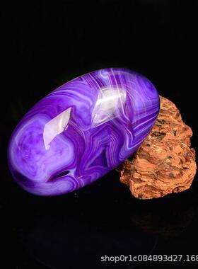 紫色缠丝玛瑙原石手把件天然玛瑙原料无优化紫玛瑙手玩件把玩石大