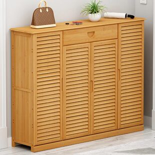 2024新款入户鞋柜一体靠墙家用门口好看防尘收纳楼道楠竹透气鞋架