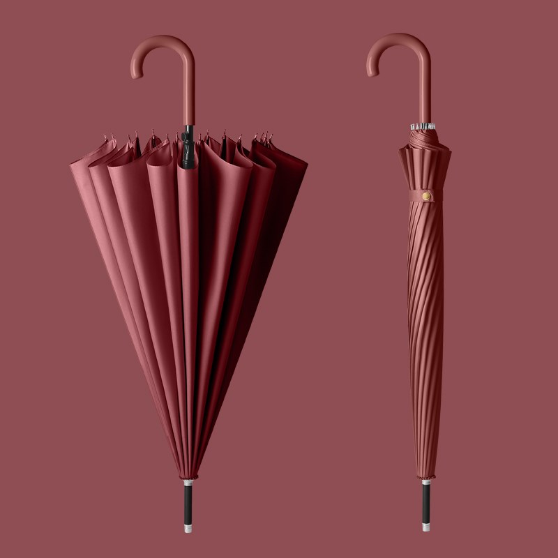 16骨雨伞长柄男士大号双人黑w色加大加固加厚抗风暴雨专用定制log