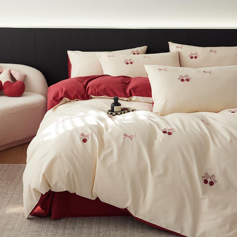 A类60支高支长绒棉全棉轻奢磨毛四件套 可爱秋冬床单加厚床上用品