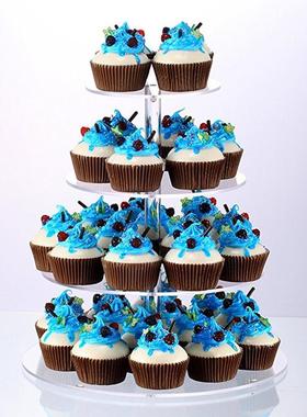 圆形透明亚克力蛋糕架 4层有机玻璃甜点水果摆放架 Cake stand