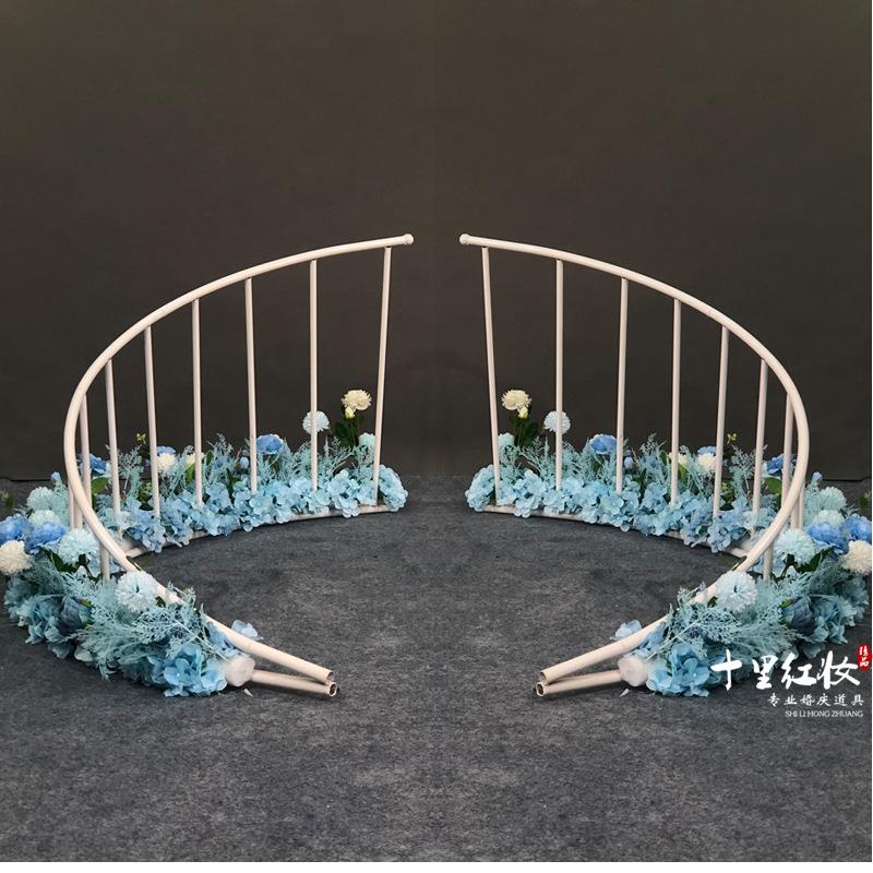 2019婚庆道具铁艺弧形围栏 婚庆舞台装饰 铁艺弧形栅栏婚礼路引