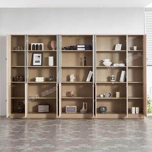 办公室老板室背景资料文件柜带锁玻璃落地柜置物书柜子经理桌摆柜