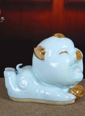 创意生日礼物猪瓷花瓶摆件器卡通肖河南存钱罐生陶瓷白禹州钧招财