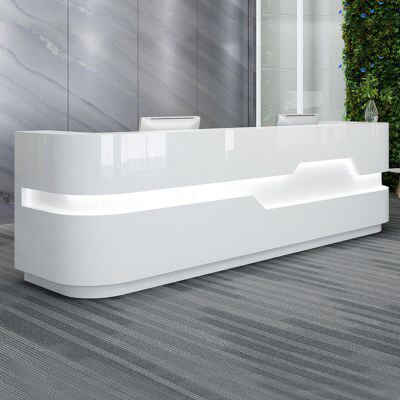 办公吧台桌前台接待台公司前台服务台简约时尚白色烤漆店铺收银台