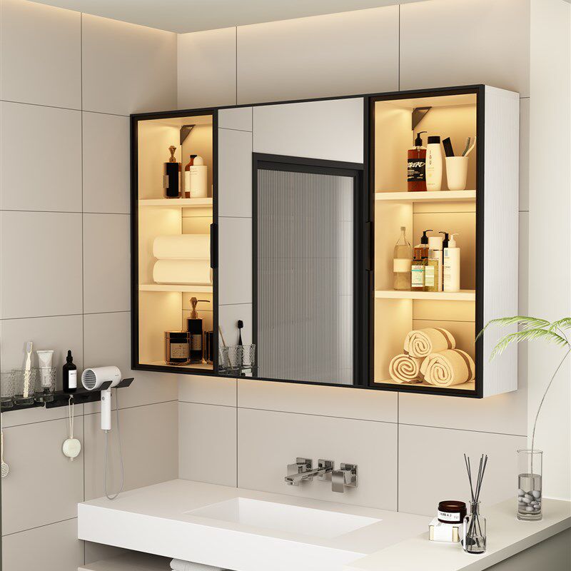 全铝合金浴室g镜柜挂墙式卫生间浴室镜洗手间镜子置物架收纳储物