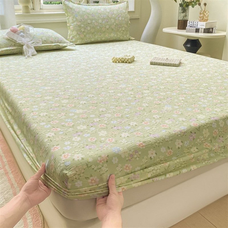 夏季超柔双层纱床笠床罩防滑防尘床单抗菌防螨床V垫保护套可机洗
