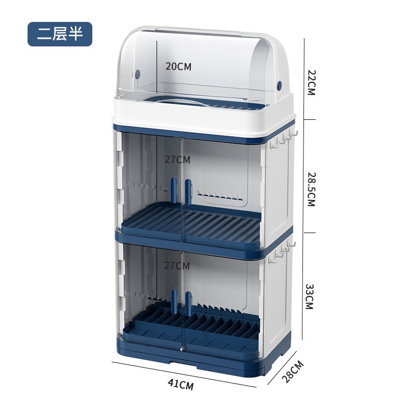 厨房碗架多层双开门带盖放餐具置B物架多功能储物柜防尘碗筷收纳