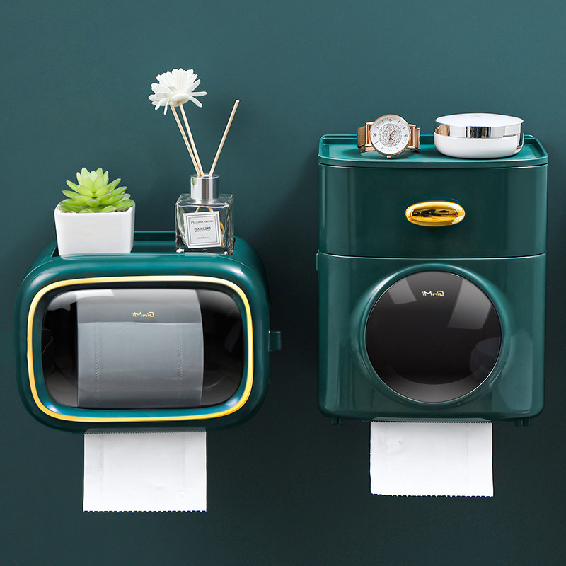 卫生纸盒卫生间纸巾厕所厕纸抽纸卷纸F置物架洗手间防水免打孔壁