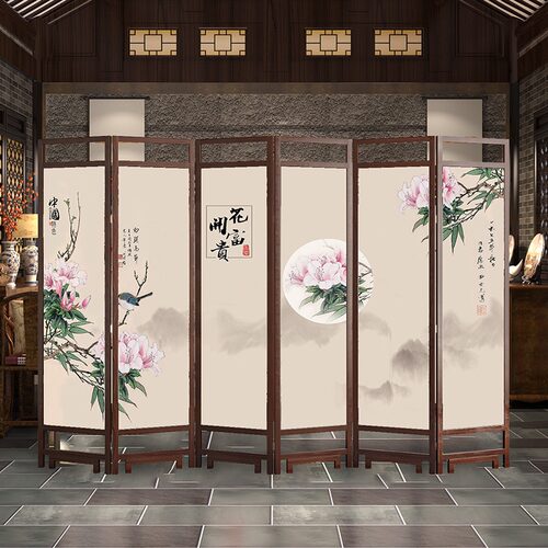 中式 实b木屏风隔断墙办公室折叠移动酒店 家用客厅遮挡玄关