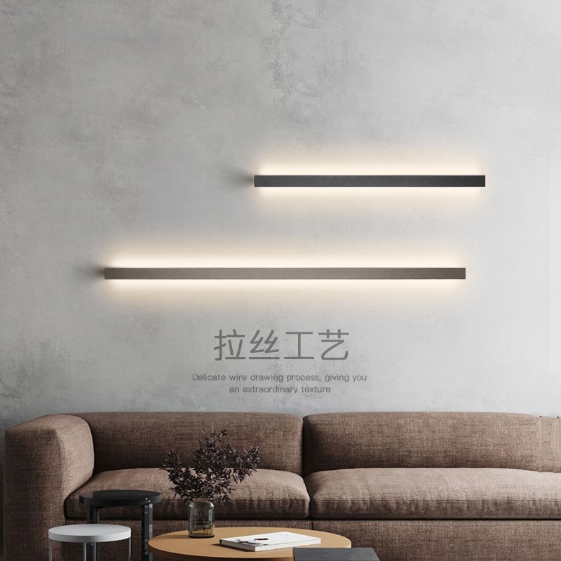 极简长条壁灯客厅沙发背景墙y装饰灯铝材拉丝现代简约一字床头灯