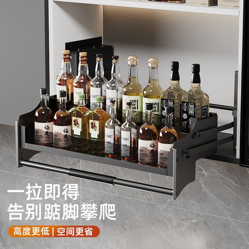 吊柜升降拉篮单层下拉式拉篮厨房整体橱柜置K物架缓冲升降收纳调