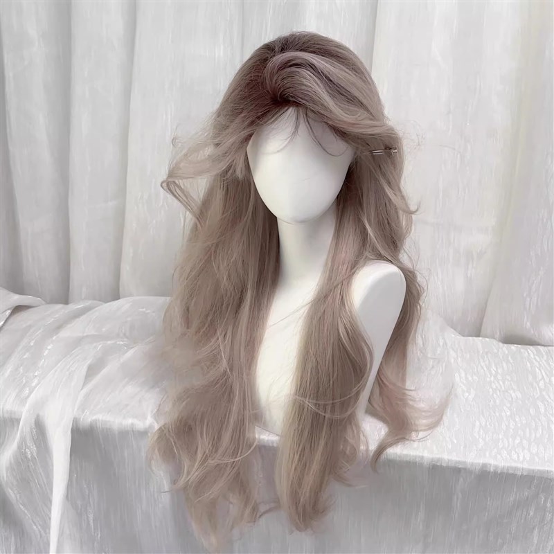 【美系缅b因】假发女奶茶灰金染渐变色长卷发中分假发套自然仿真