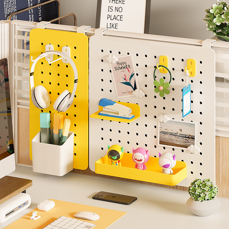 办公桌工位桌面悬挂置物架屏风装饰收E纳洞洞板展示免打孔diy配件