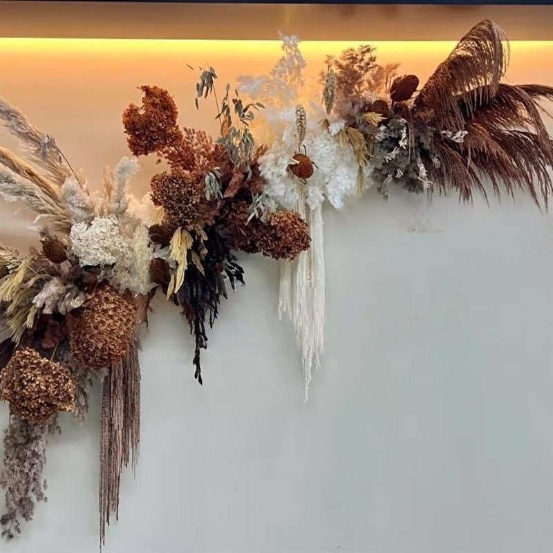 芦苇真干花花束婚礼客厅装饰网红潘帕斯芦苇服装店橱窗V落地软包
