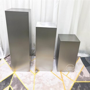 橱窗展示台银色方形圆形服装架模特架地台不锈钢首饰柜金色流现货