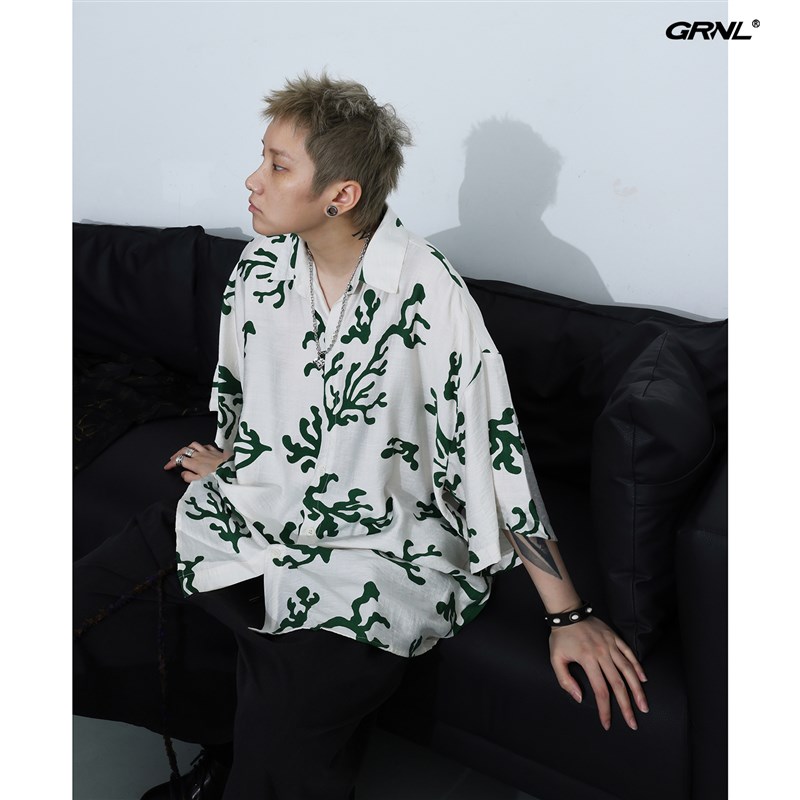 GRNL浮礁记 单丝竹节麻棉凉爽大廓形Z五分袖衬衫