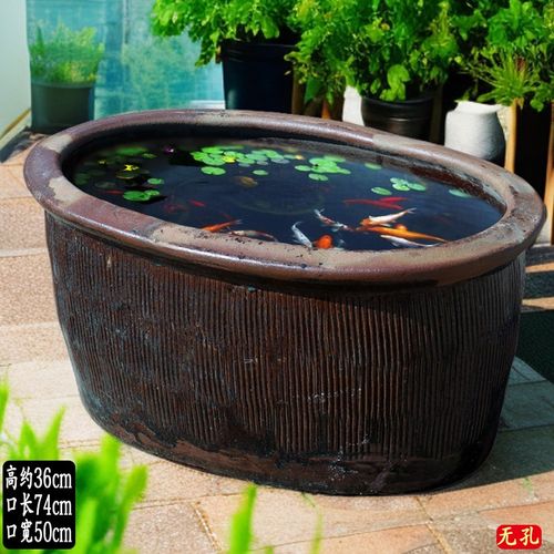 古法水缸流水f摆件瀑布阳台腌菜坛庭院造景生态养鱼荷花缸米缸陶