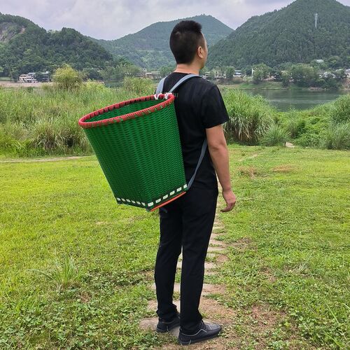 背篓塑料特大号农用钢化胶带编织非竹编家L用采蘑菇摘莲蓬四川背