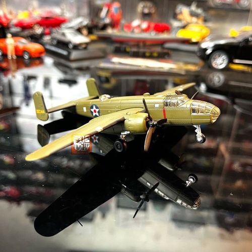 1:144合金h飞机B25米切尔中型轰炸机成品金属模型螺旋桨可动配支