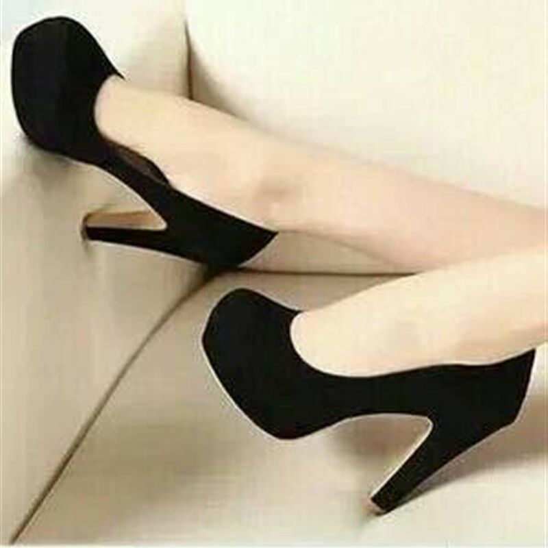 圆头高跟鞋3-5cm细跟防水台学生礼仪黑色工作鞋单鞋职业空乘7-8cm