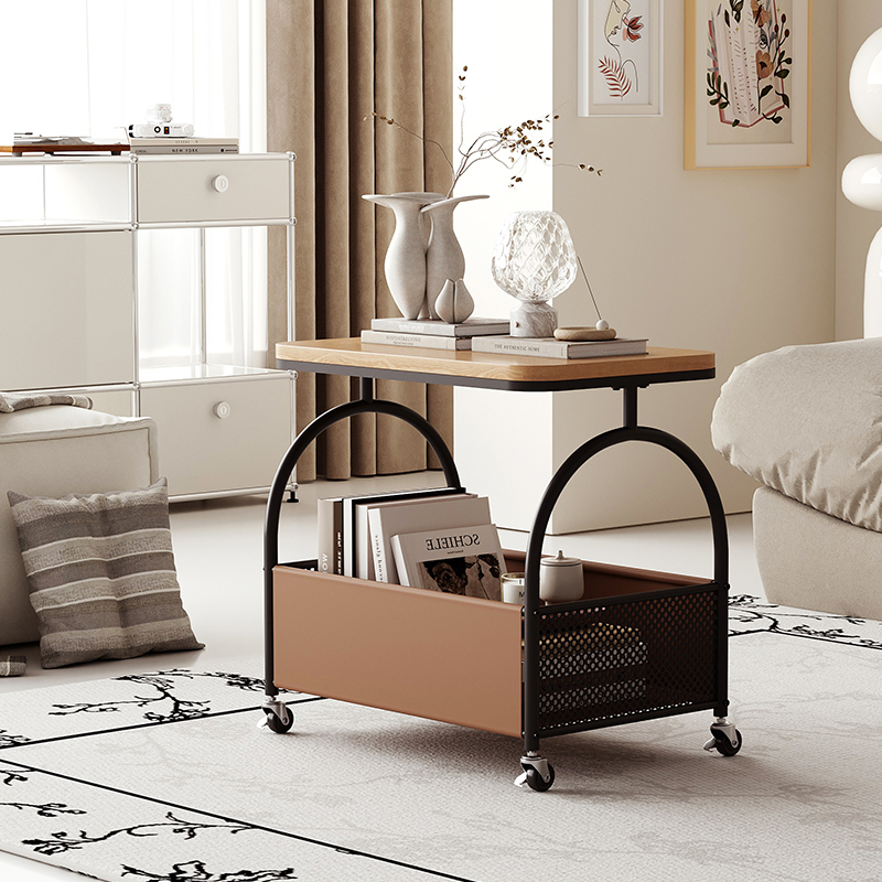 实木简约现代可移动沙发边几客厅带轮置物小推车家用小户型小茶几