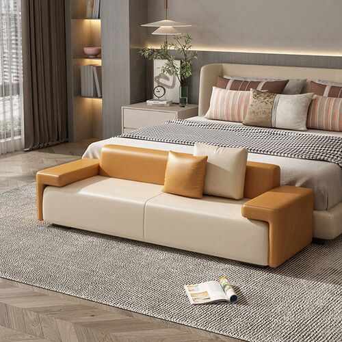 奶油风主卧室床尾凳极简床前凳床榻简约床边凳放衣凳床Z尾置物沙