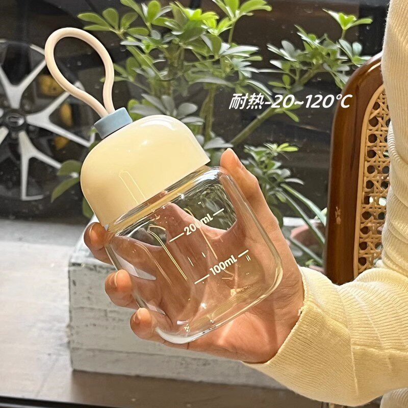 可爱迷你玻璃杯女便携水杯小巧杯子D耐高温带刻度牛奶胖胖杯咖啡
