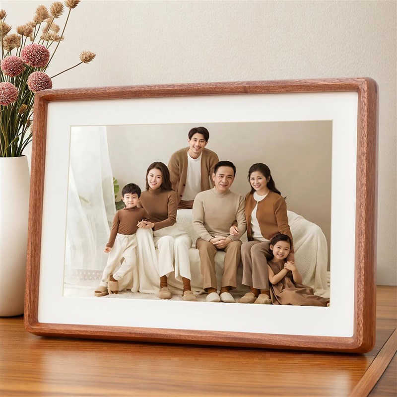 定制檀木胡桃木实木榫卯相框摆台高级感儿童照片打印冲洗做全家福