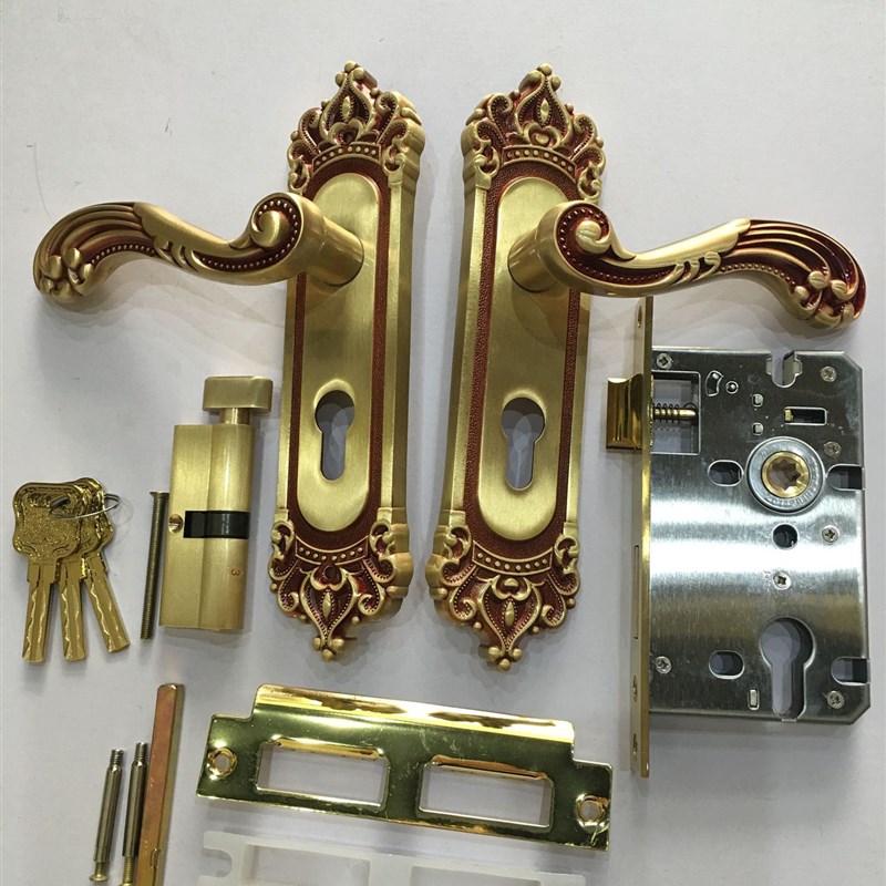 全铜欧式双开门锁室内静音锁具别墅实木机械卧室全铜精铸纯铜锁头