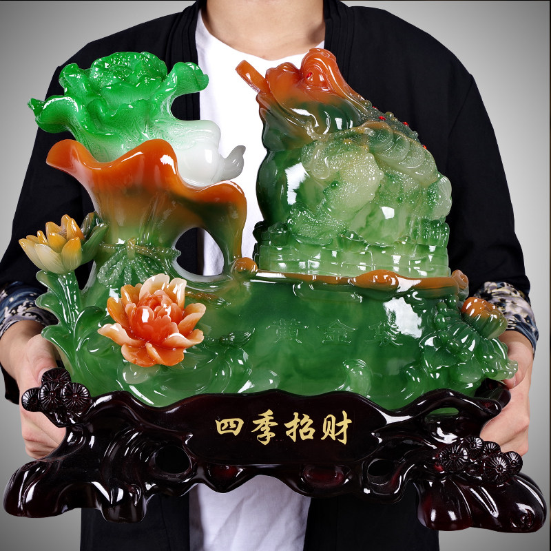 金蟾摆件招财聚财貔貅大号玉白z菜工艺品店铺装饰开业礼品开店送
