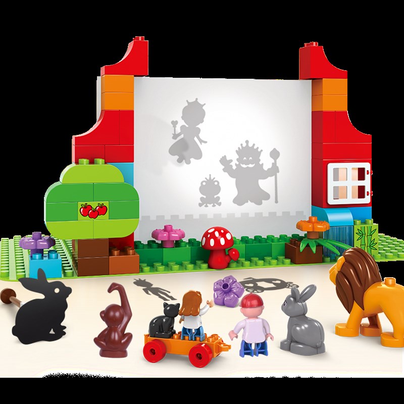 新国风特色DIY积木影剧院皮影戏多功能儿童拼装益智动脑玩具潮流