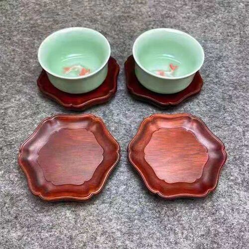 木质茶杯垫紫k檀木茶杯垫杯托隔热垫支持