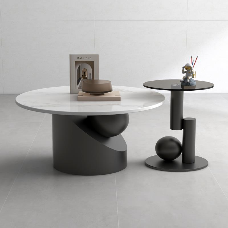 my圆形茶几轻奢现代小户型客厅家用茶几桌极简岩板大小圆组合圆桌