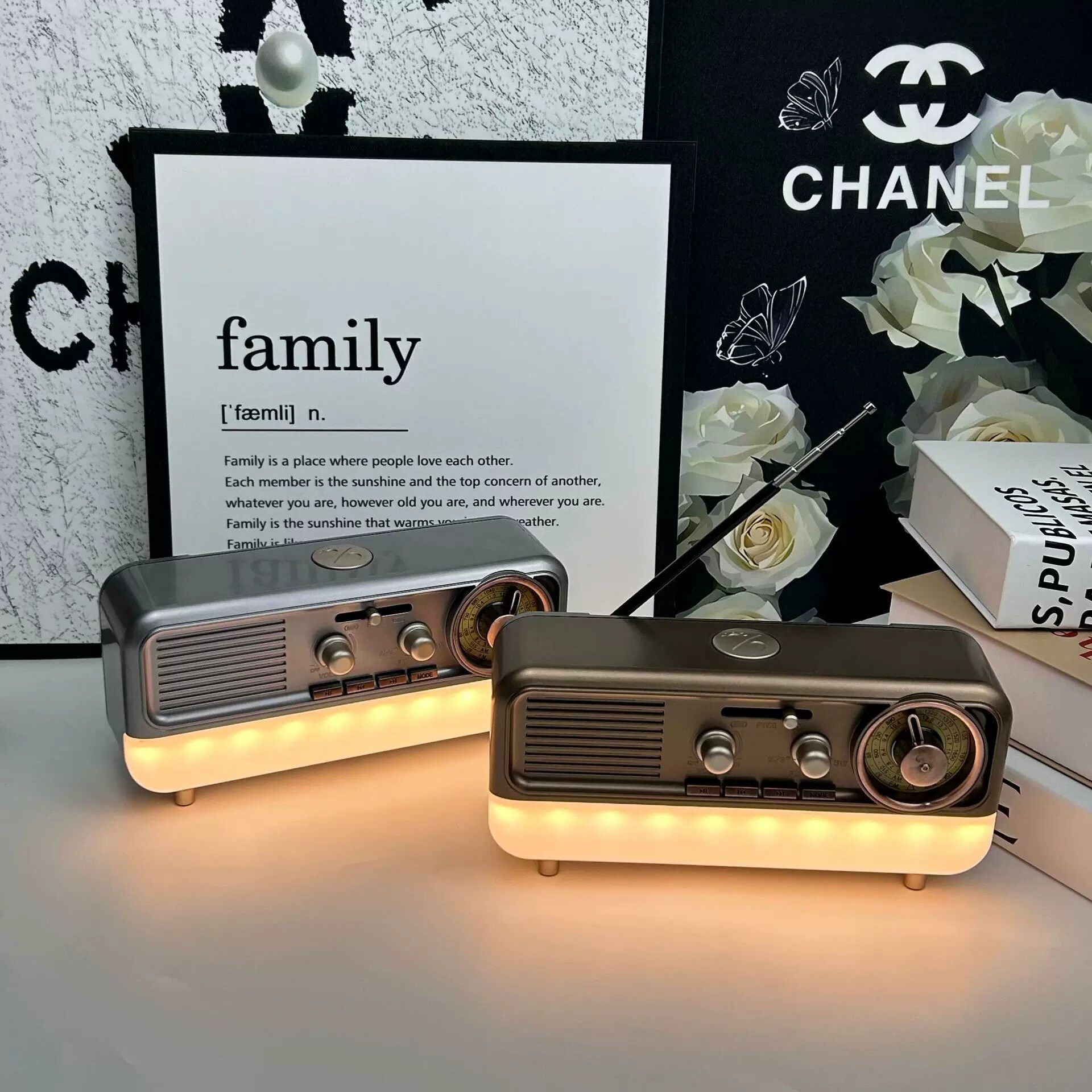 柏林之声通用复古无线蓝牙音箱氛围灯三波段收音机多功能音响