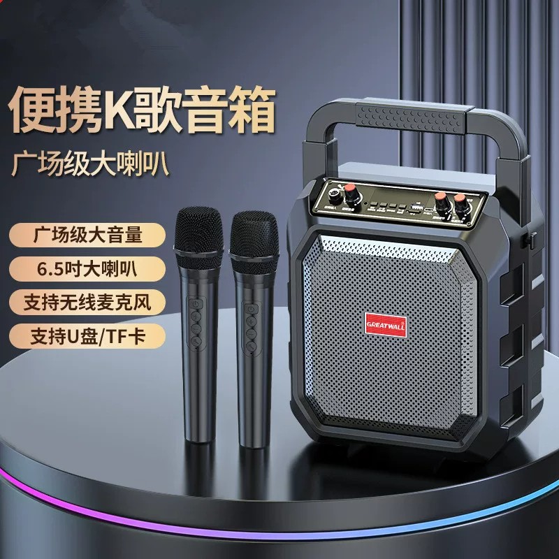 柏林之声户外手提蓝牙音箱便携大音量广场舞家用K歌话筒音响放歌