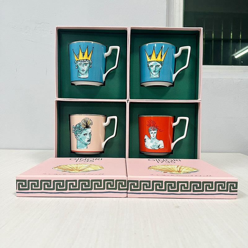 Ginori1735海神之旅海王星蓝色骨瓷马克杯 意大利复古瓷器 咖啡杯