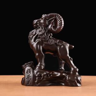 黑檀木雕摆件领头羊 十二生肖羊摆件工艺品实木手工雕刻厂家