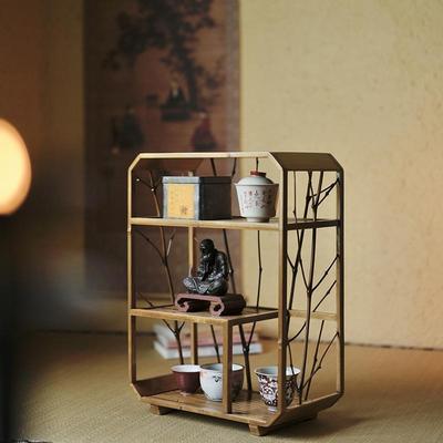 楠竹精抛天然紫竹无言茶棚 台式茶器多宝格 茶具收纳博古架