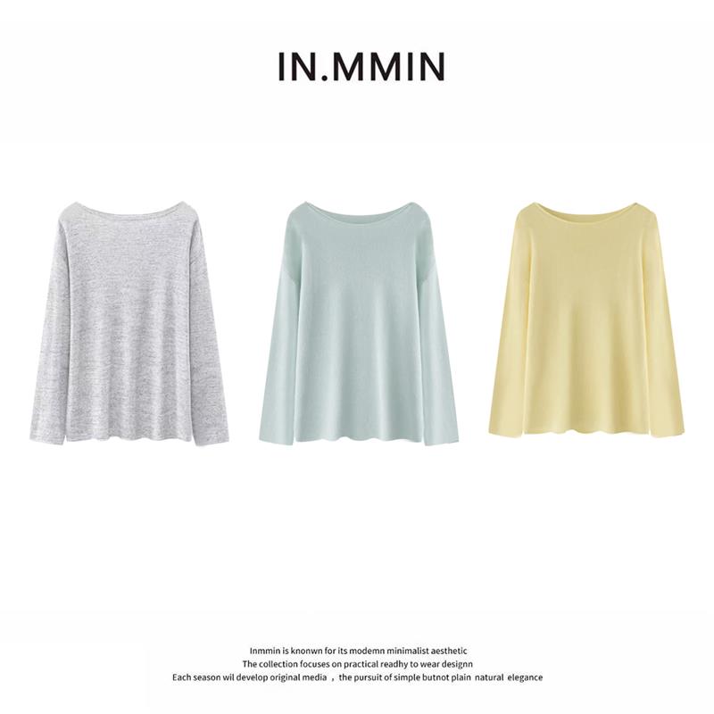 INMMIN 和纸纱n慵懒风圆领宽松显瘦套头长袖防晒罩衫-zz1098